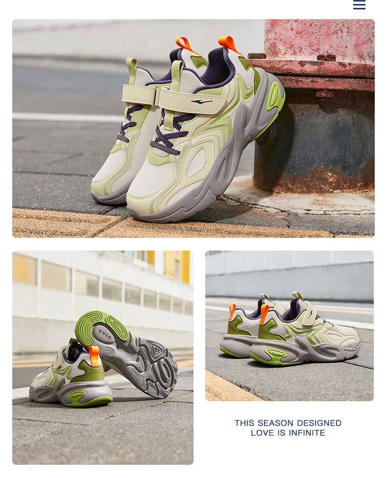 ERKE Kids Boys Sports Shoes Children's Leather Shock Absorption Casual Shoes Original Color/Yam Gray Size 31 35
