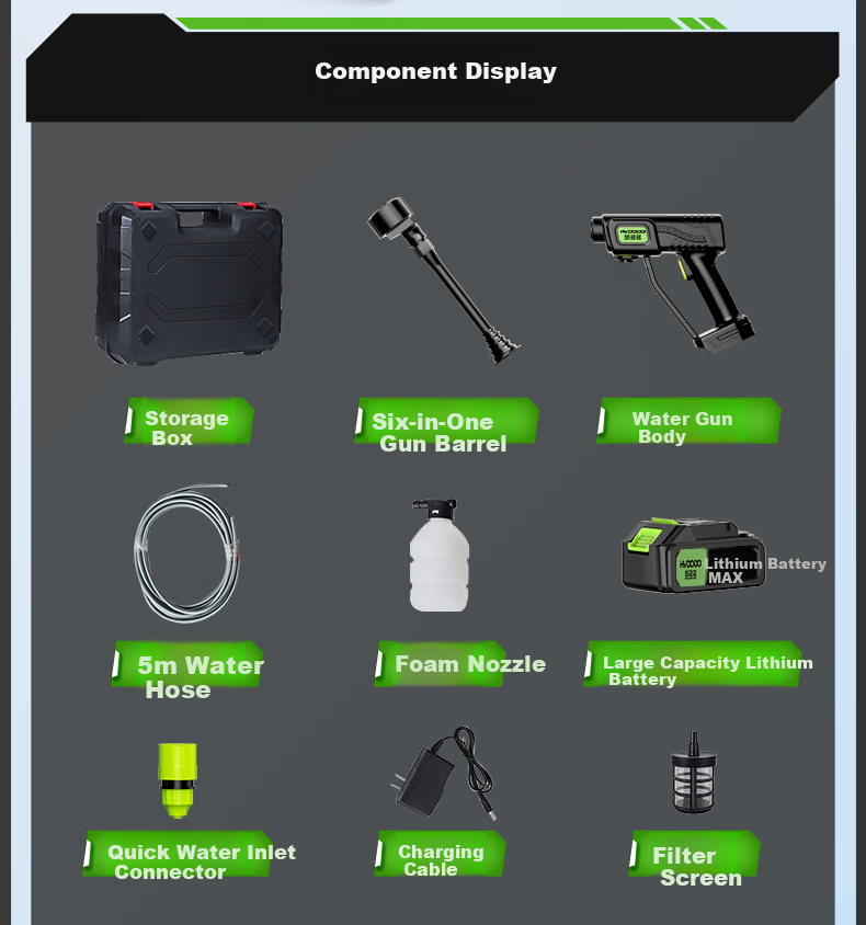 HUIDUODUO Car Wash Pump Water Spray Gun with Hose Rechargeable High-Pressure Garden Cleaning for Ground and Air Conditioner Long Range 30