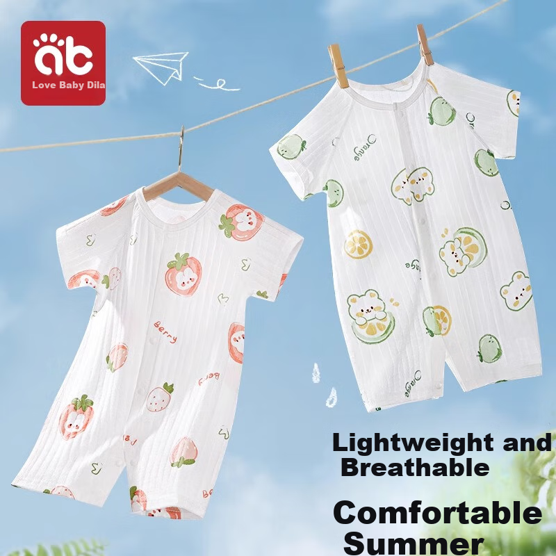 Aibeidila Baby Clothes, Summer Thin Style, Newborn Infant Pajamas, Outdoor Wear, for Baby Boys And Girls, Air Conditioning Short-Sleeve Summer Outfit, Onesie