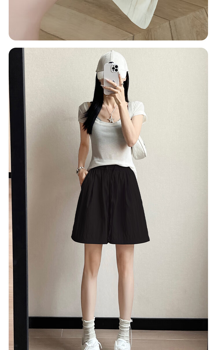 Xueqiman Ice Silk Quick-Dry Yamamoto Women's Shorts Summer 2026 New Loose Fit High-Waist Slimming Wide-Leg Sports Pants 9