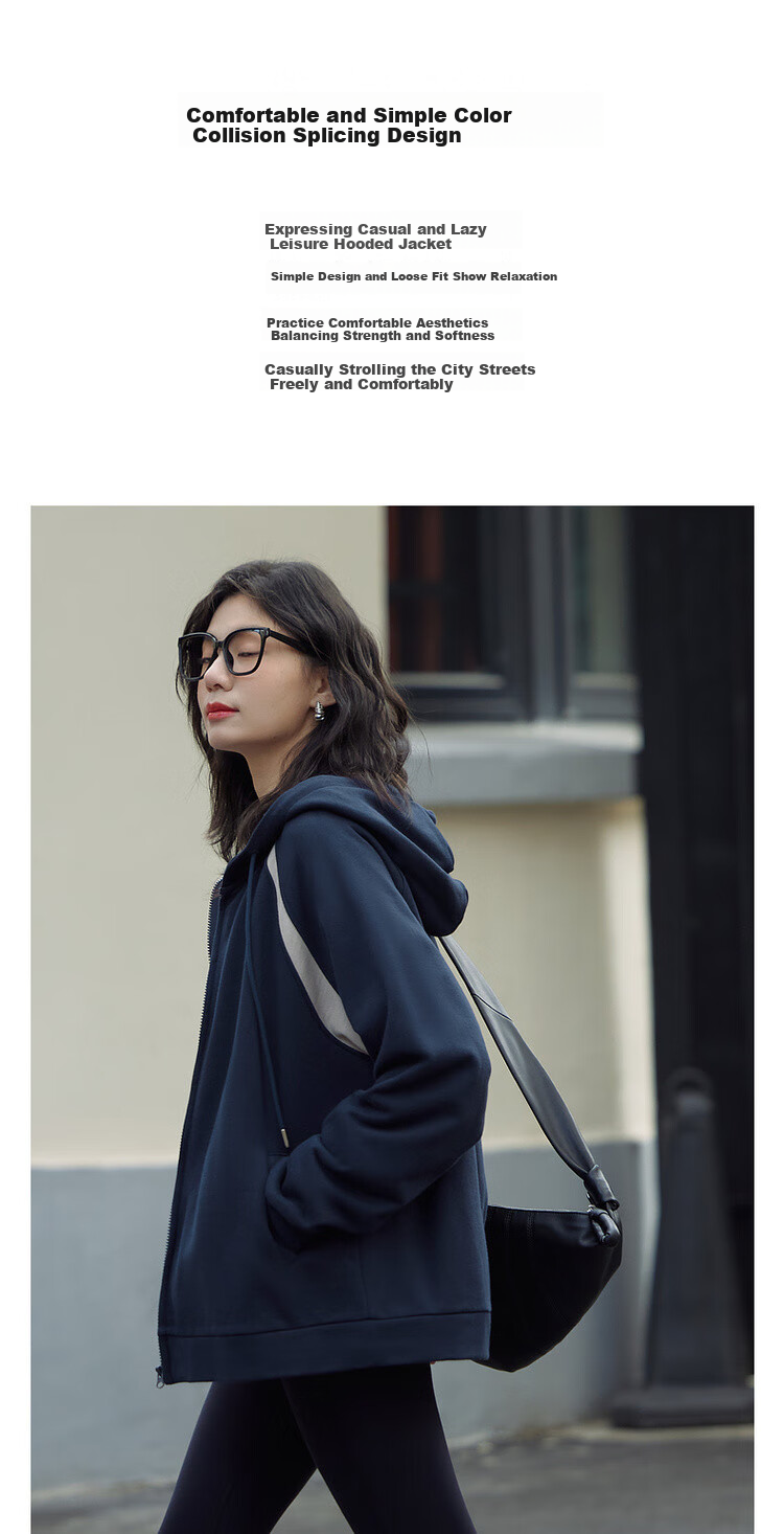 Dme [Cotton Academy] Spring Simple Color-Block Hooded Cardigan, Casual Loose Comfortable Concealing Women's Jacket 1