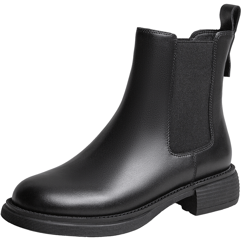 TEENMIX Women's Boots, Retro Thick-Soled Fleece-Lined Chelsea Ankle Boots, Slim-Fit Boots, Fashion Boots, Leather Boots