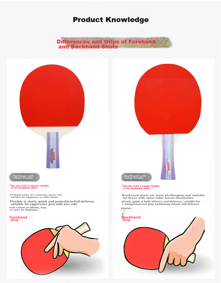 DHS Table Tennis Racket, Penhold Grip, Set of Two Rackets And One Ball 8