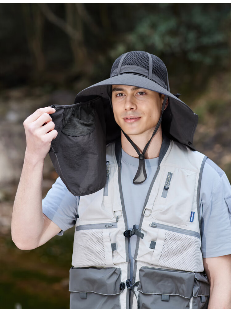 GLO-STORY Men's Summer Outdoor UV Protection Breathable Sunshade Bucket Hat with Ice Silk Face Mask for Women 11