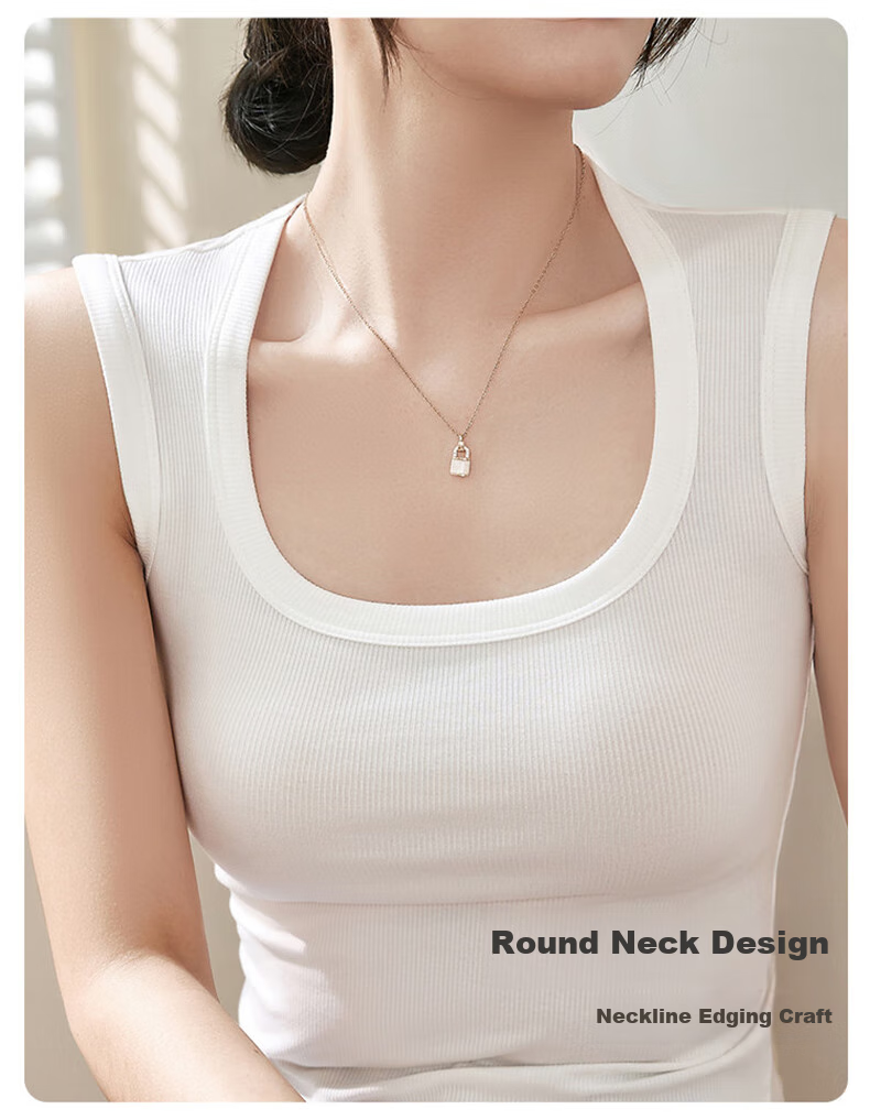 BOPRUIEY Women's Camisole Tank Top with Built-In Bra Pads, Thin Summer Style, Square Neckline, Sleeveless Sports Undershirt, Long Style for Outer Wear 14