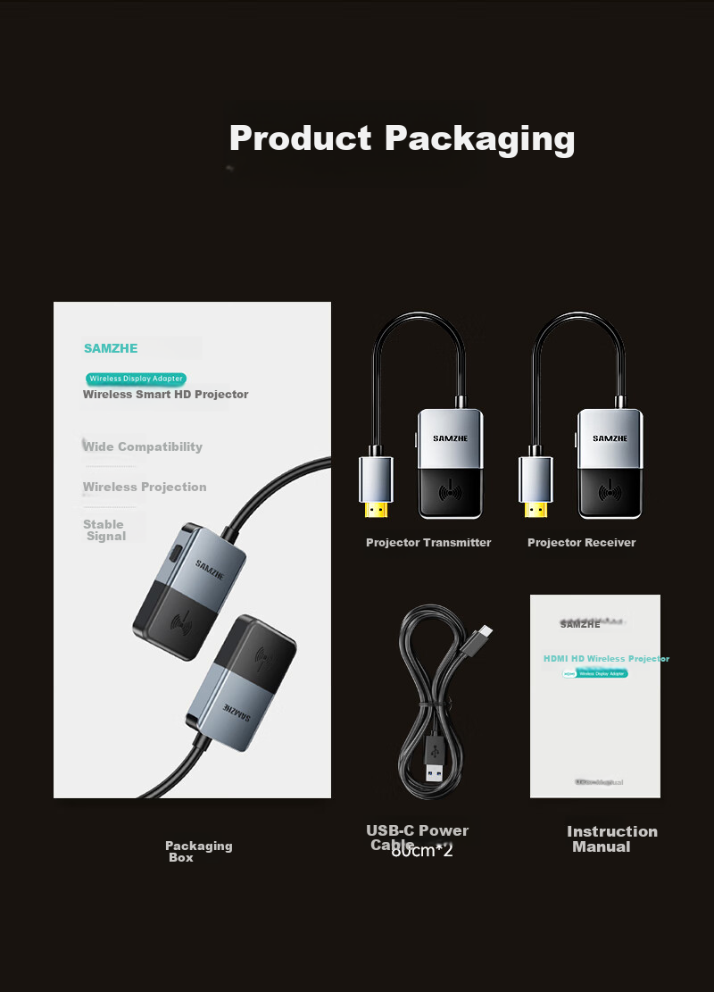 SAMZHE HDMI Wireless Screen Mirroring Device, High-Definition Conference Sharing Device, Compatible with Laptops And Desktop Computers, for Connecting to TVs, Monitors, And Projectors, Point-To 50-Meter Transmission Device WP402 19