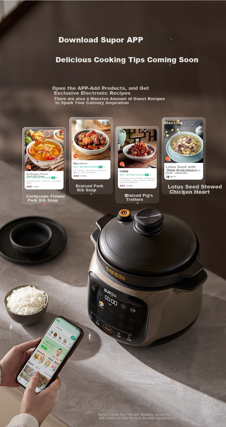 SUPOR Electric Stew Pot, Soup Cooker, Stewing Pot, Porridge Cooker, Baby Food Maker, Electric Cooking Pot, 5L Micro-Pressure Ceramic TG50YC878, Random Delivery 19