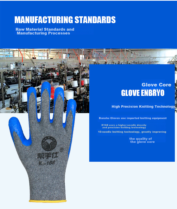 Bangshoushi Latex-Coated Work Gloves, 12 Pairs/pack, Semi-Latex Wrinkled Wear-Resistant Non-Slip Breathable Construction Site Work Protective Gloves K139 Gray 7