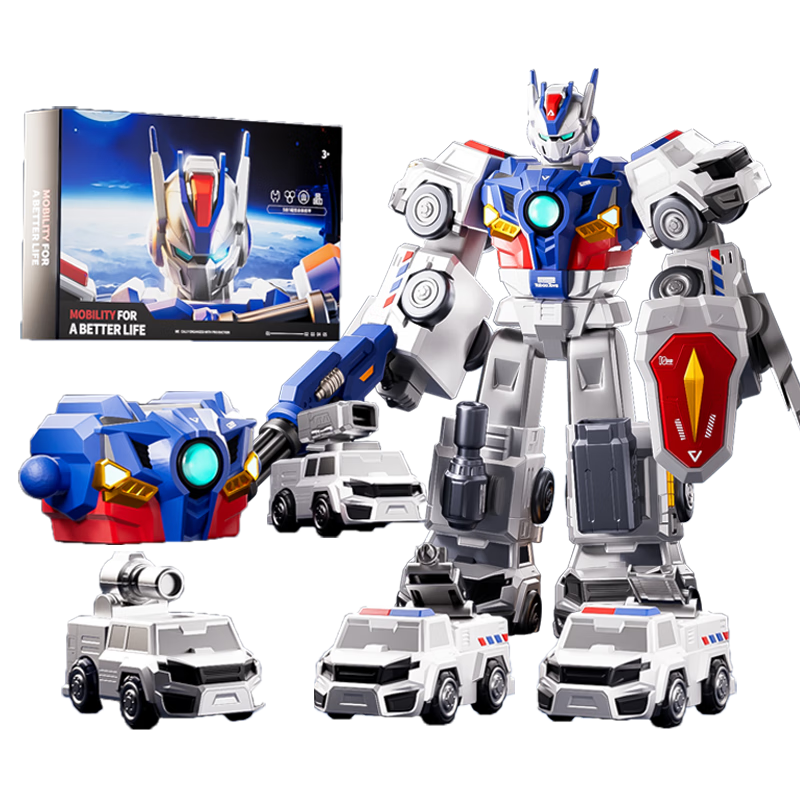 AoZhiJia Children's Magnetic Robot Transforming Assembly Model, Mecha Action Figure Toy, Birthday Gift for Boys Aged 3-6