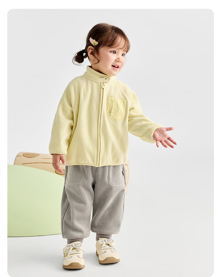 BALABALA [Same As in Mall] Baby Long Pants, Fleece-Lined Thickened Joggers, Winter Girls' Trousers 22