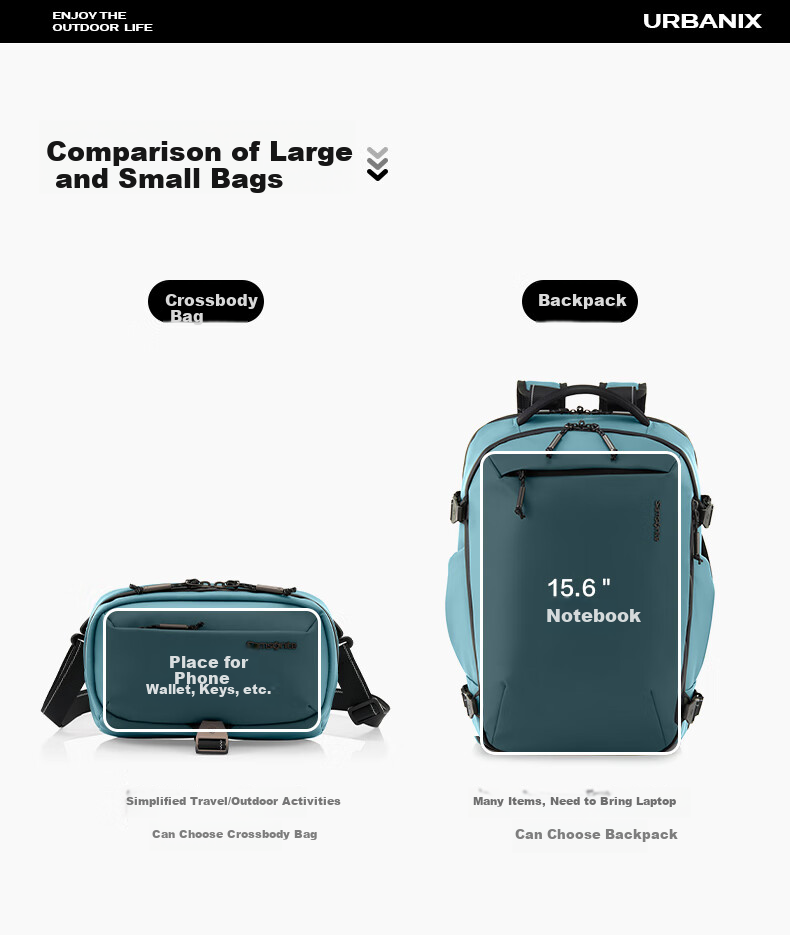 Xinxiuli Outdoor Sports Backpack, Laptop Bag, 15.6-Inch, Men's Travel Backpack, Versatile Carrying QW4 8