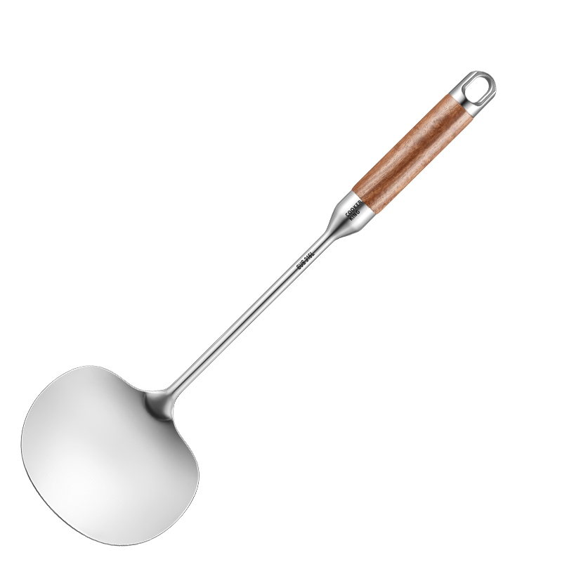 COOKER KING 316L Stainless Steel Wok Spatula Mushroom Turner with Rosewood Handle, Kitchen Cooking Spatula, Small Size