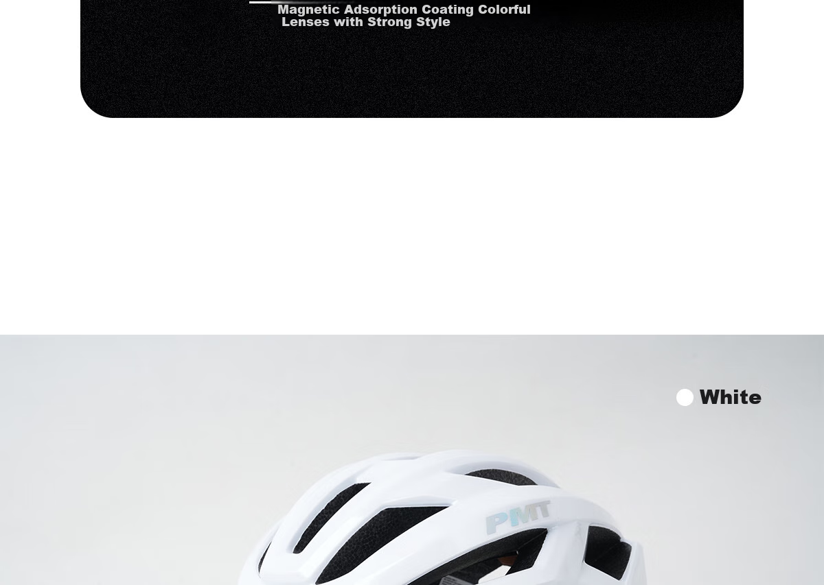 PMT Bicycle Magnetic Sunglasses Cycling Helmet Mountain Road Bike Unisex Safety Helmet Meedo 3.0 White L 17