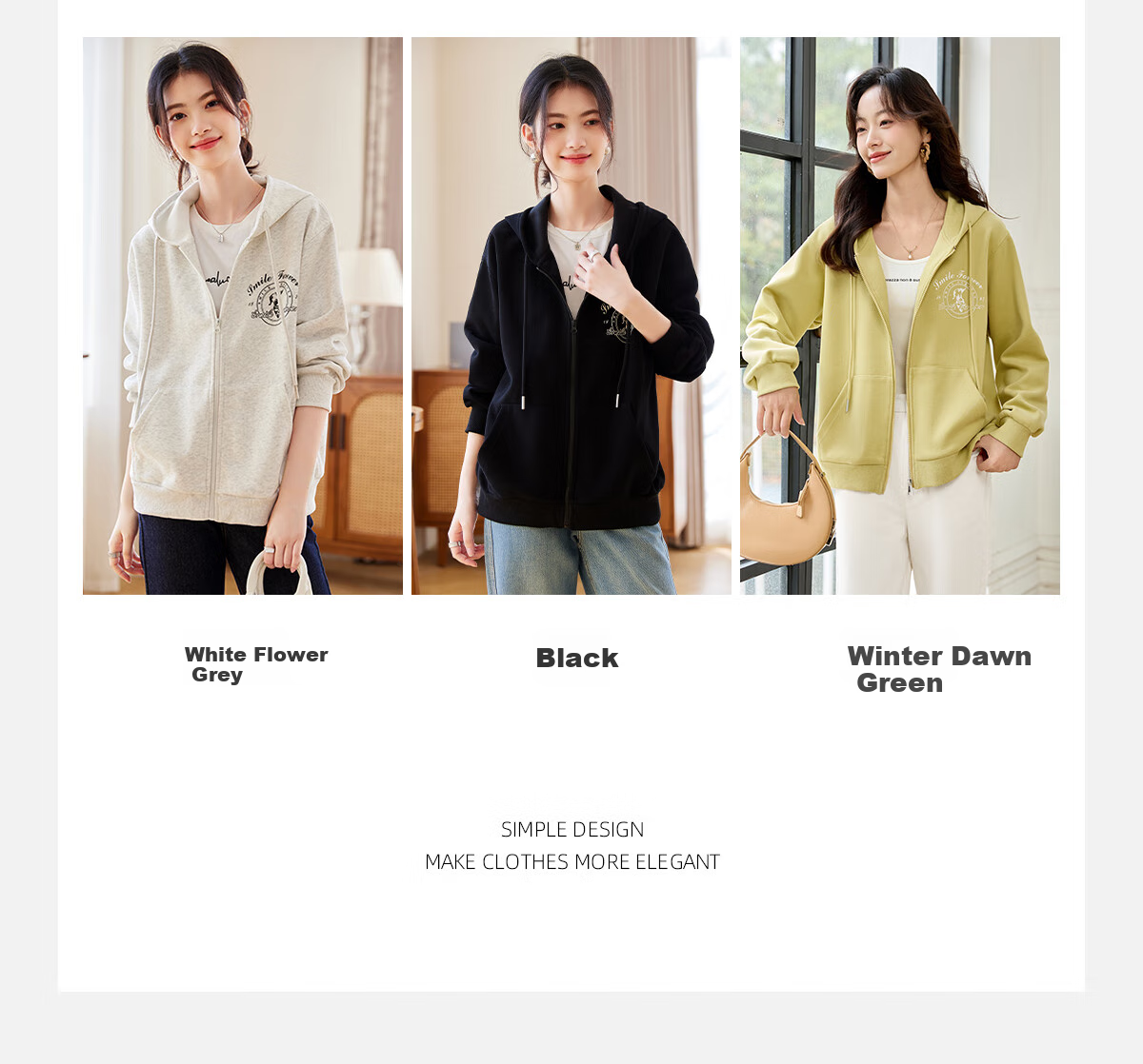 PinCai Women's Sweatshirt Jacket, Solid Color with Dog Print, Versatile Casual Hooded Cardigan Top P141F2734 4