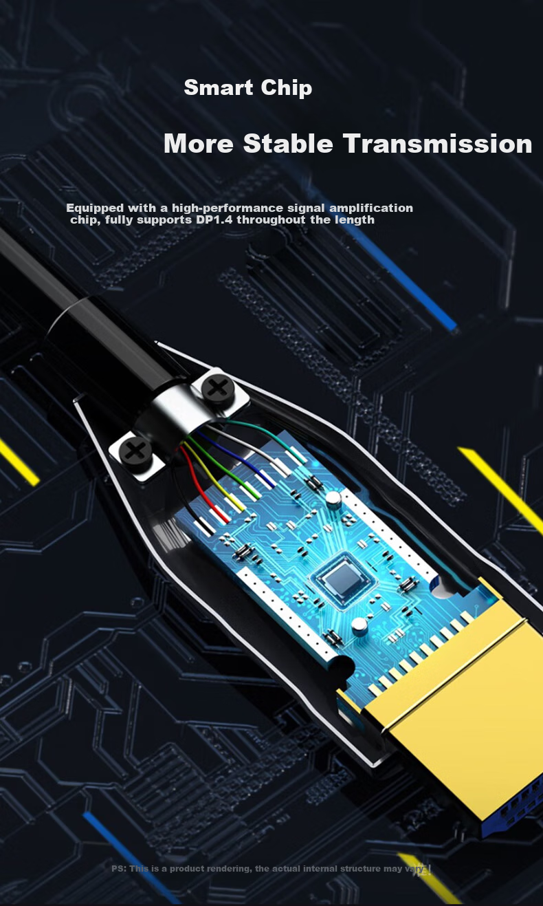 BIAZE Steel Armor Fiber Optic DP Cable Version 1.4, 15 Meters, 8K60Hz 4K144Hz HD DisplayPort Computer Connection for Monitor Projection Large Screen TV Video Cable 10