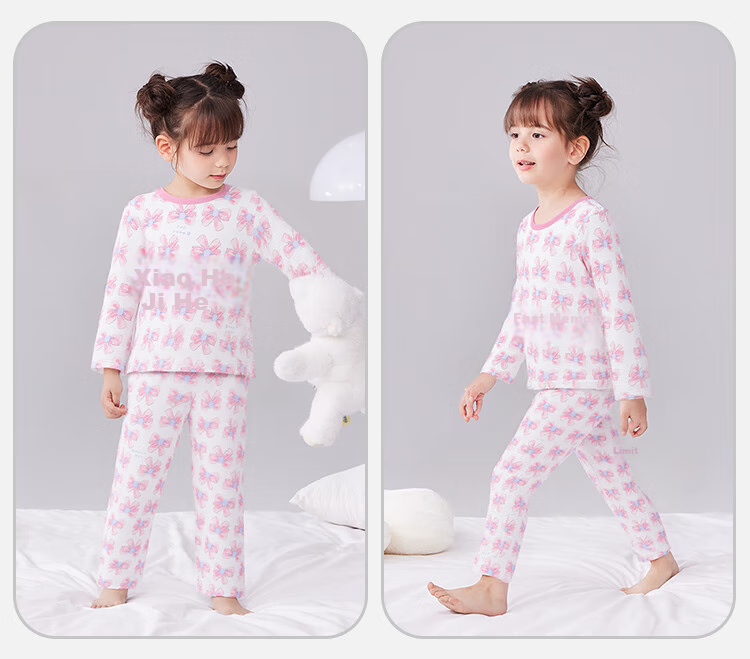 YUZHAOLIN Children's Pajamas Spring Girls' Home Wear Set for Older Kids Air Conditioning Clothes Colorful Bow Tie 9