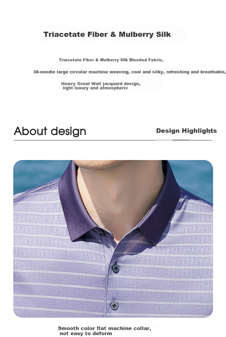 Andongniao [Three Acids & Mulberry Silk] Draping, Easy-Care Silky Cool-Feeling T-Shirt Short-Sleeve POLO Shirt for Men, Summer Luxury Top 1
