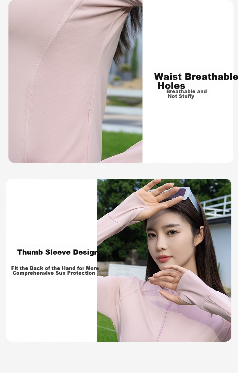 BOPRUIEY Women's Summer Slim Fit Stand Collar UV Protection Ice Silk Cooling Sunscreen Jacket 17