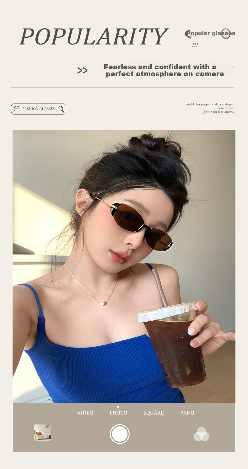 Boshide Sunglasses, Vintage Modern Small Brown Glasses with High-End Metal Square And Round Face Sunglasses, Gold Frame Tea-Shaped Lenses 3