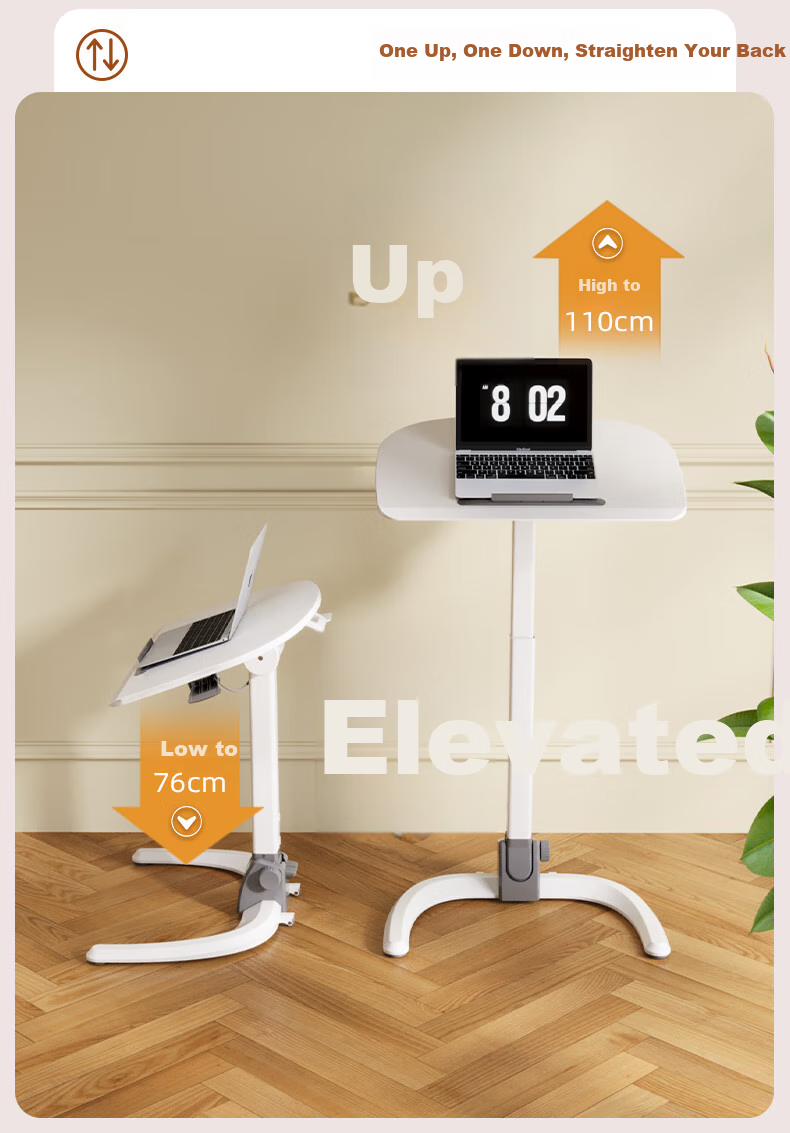 JOYSEEKER Standing Adjustable Height Desk, Foldable Laptop Table, Workstation, Movable Desk, Sofa Table 11