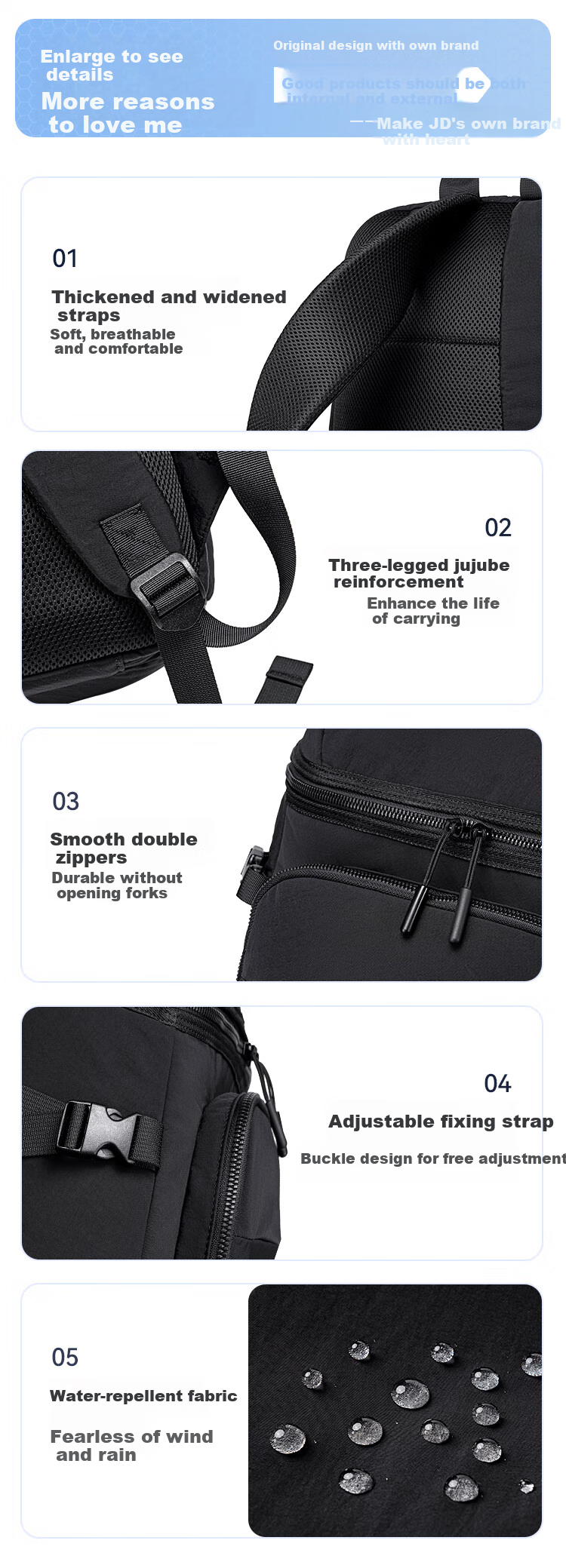 JD Original New Model 2026 Multifunctional Outdoor Hiking Backpack, Business Travel Running Backpack, Large Capacity Sports Backpack 6