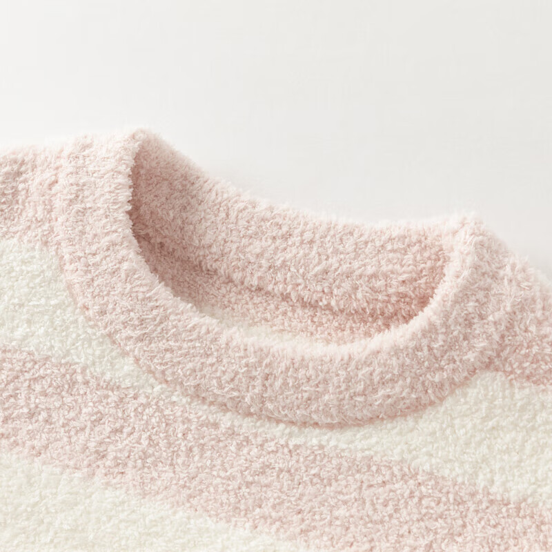 DAVE & BELLA Kids Pullover Sweater Autumn Winter Girls Baby Half Velvet Striped Long Sleeve Top