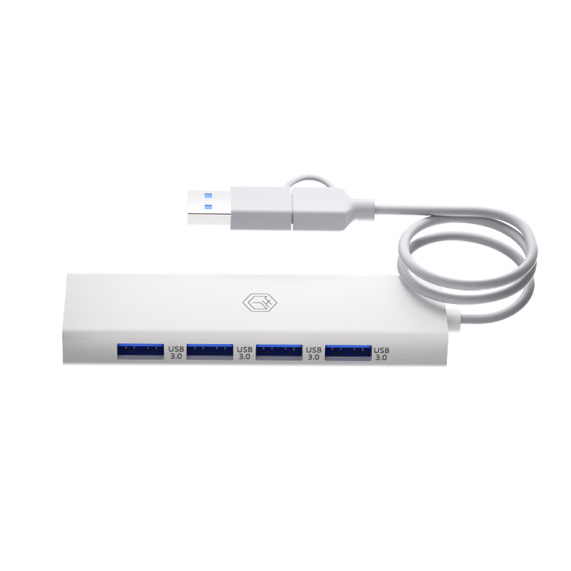 JD Original Four-In Dual-Head Cable Splitter Extended Version 0.6m, Hard Drive HUB Splitter USB Extender Converter Extension, Compatible with Huawei, Lenovo Laptops, Mac Laptops, And Smartphones