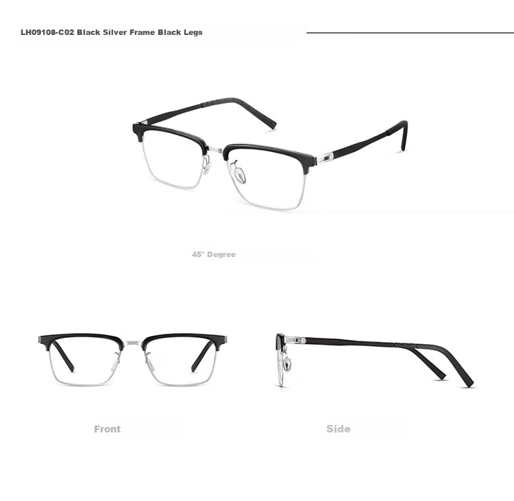 LOHO Thin Steel Series | Ultra-Light Myopia Glasses, Brow Frame Semi-Rimless, Blue Light Blocking, Professional Prescription Available, Men's Eyeglasses 22