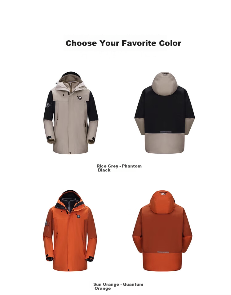 CAMEL Panda Outdoor Jacket for Men And Women, Winter Windproof And Cold-Resistant Travel Fleece Three-In Mountaineering Suit 22