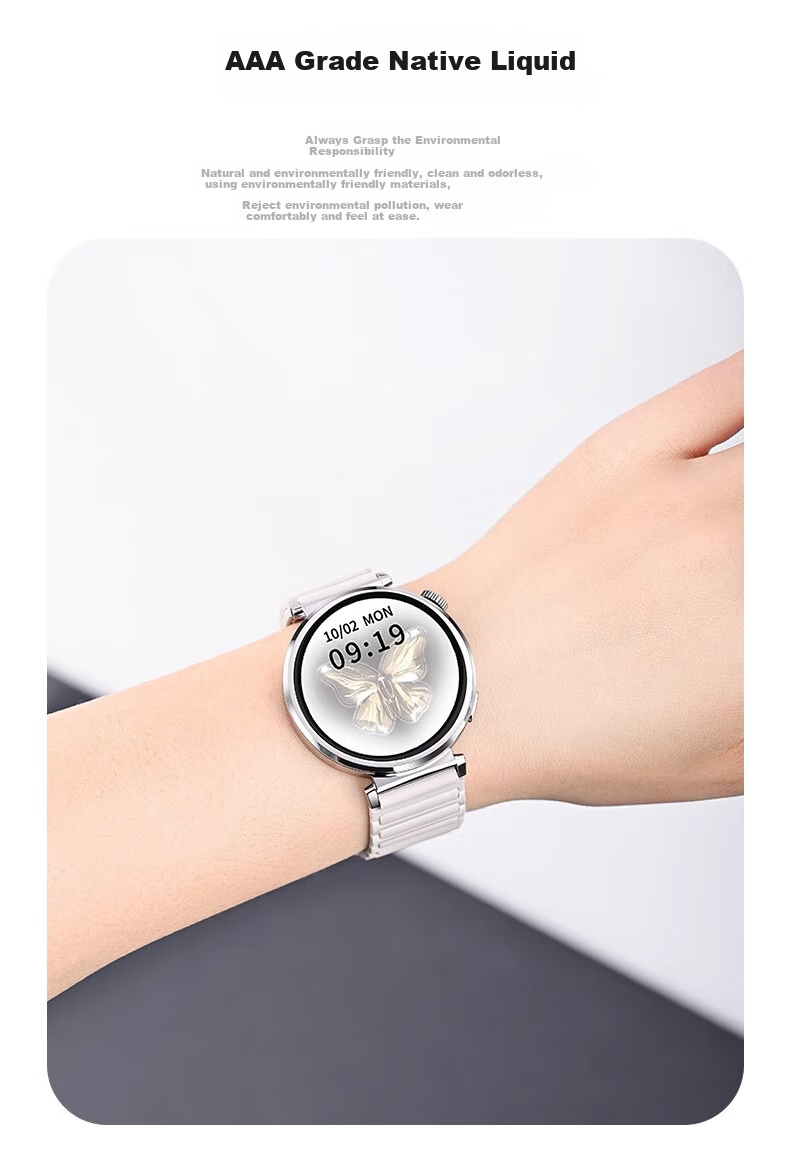 Iboann Compatible with Huawei GT5/GT6 Watch Band for Women, Magnetic Silicone Strap for GT6 PRO, Herringbone Pattern Summer Mint Fresh Women's Watch GT5Pro Wristband 42mm 4