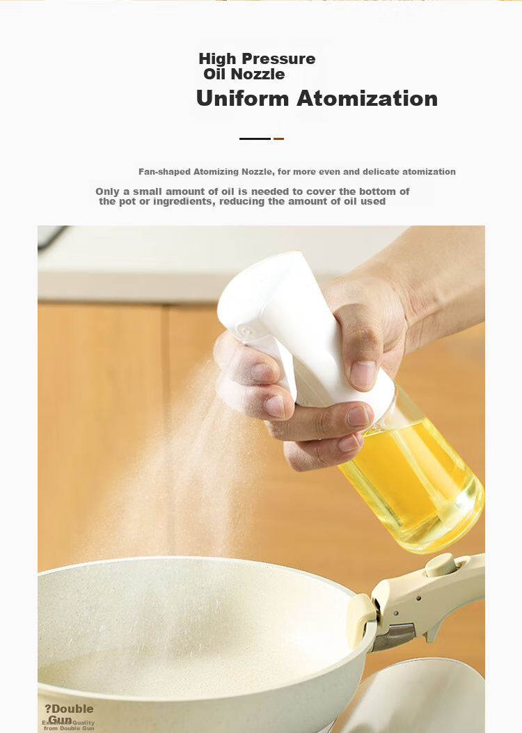 Double Gun Oil Dispenser Spray and Pour Two-in-One Atomizing Edible Oil Glass Bottle Kitchen Household Oil Drip-Free 5
