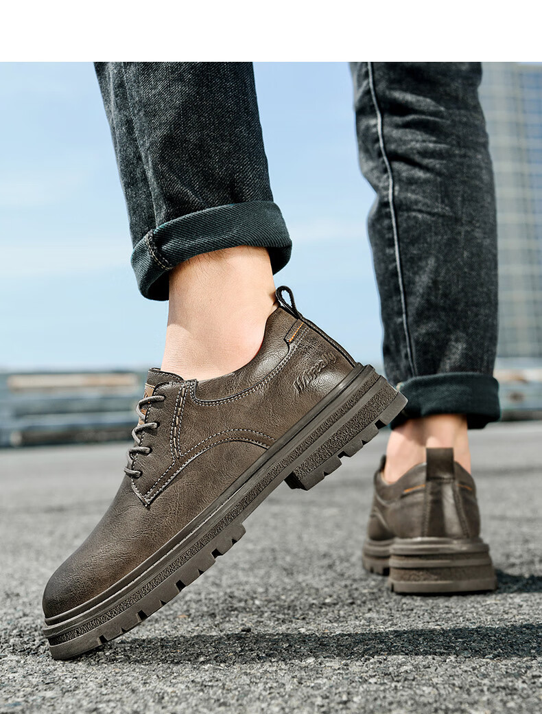 HLA Men's Fashion Retro Work Shoes Casual Leather Shoes HAAGZM2EAX050 Black Size 38 9