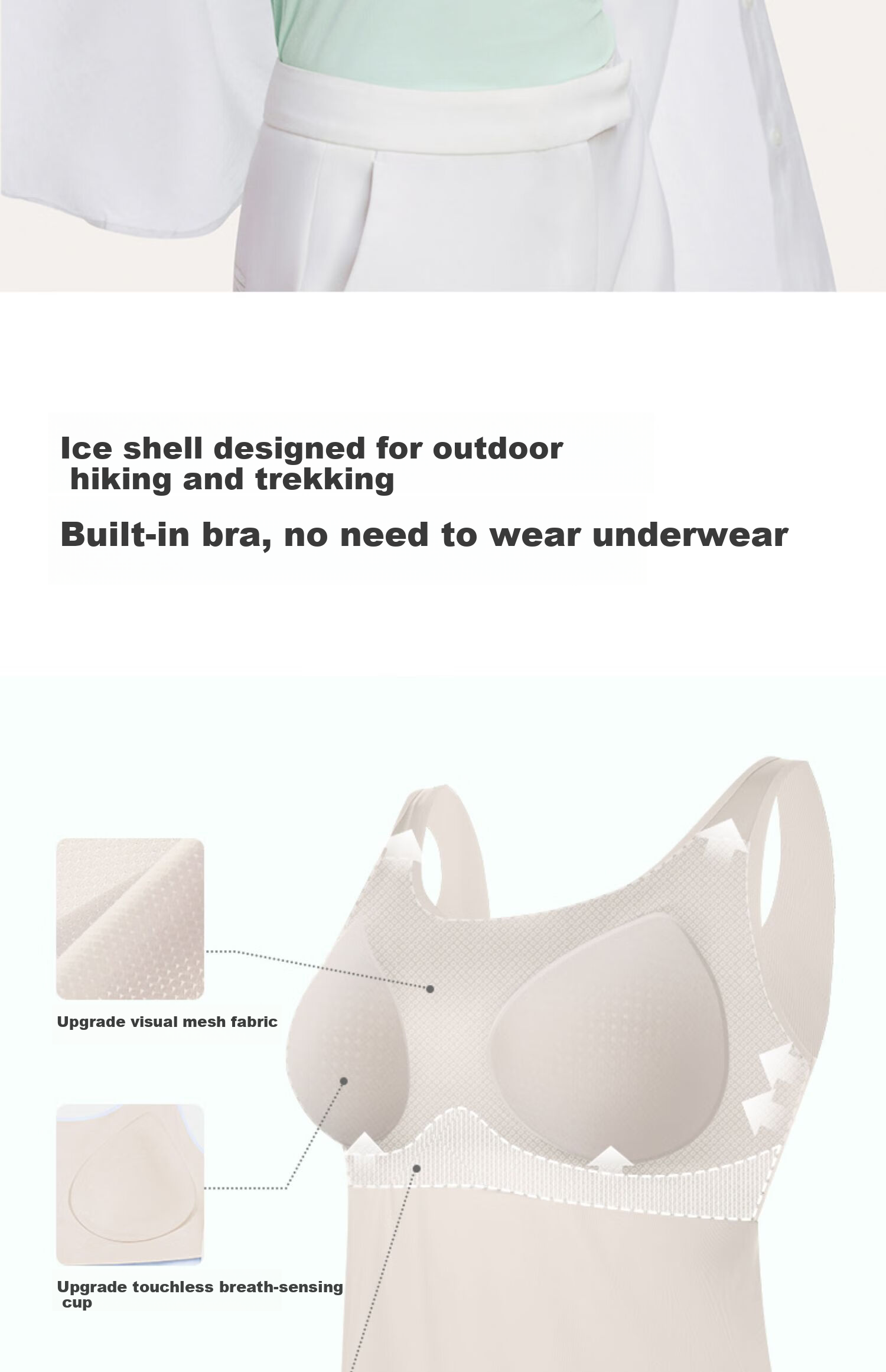 Ubras Liu Wen Same Style Mint Cooling Strap Tank Top for Women, Breathable One-Size Underwear, Upgraded Version, Ripple Blue 6