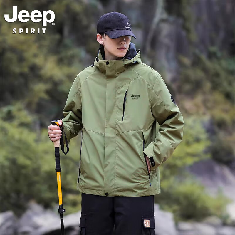 JEEP Men's Spring Warm Hiking Jacket Military Green [Single Layer] S