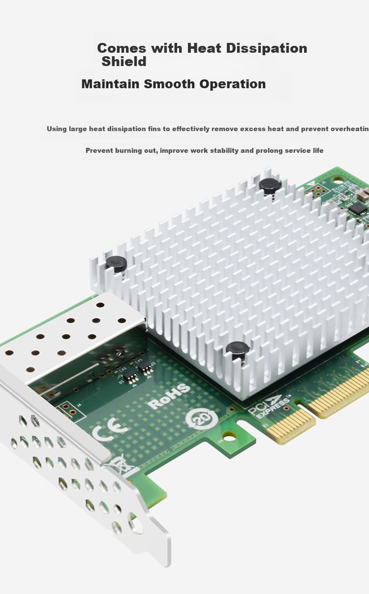 EB-LINK Intel 82599 Chip PCI-E X4 10 Gigabit Single-Port 10G Fiber Optic Network Card with SFP+ Multi-Mode Optical Module X520-SR1 Server Network Adapter 6