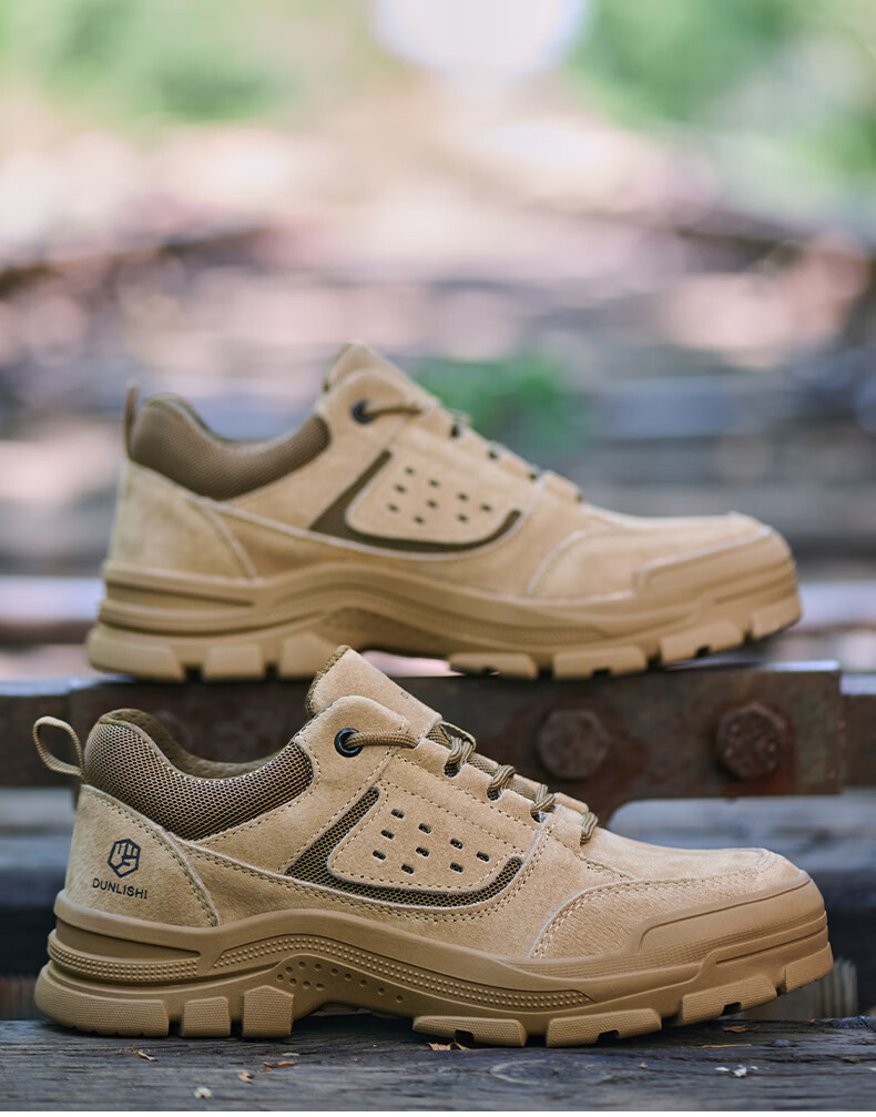 Dunlishi Steel Toe Safety Shoes Men Anti-Smash Anti-Puncture Work Shoes Women Comfortable Durable Protective Construction Shoes 0052 Khaki All-Season Size 37 13