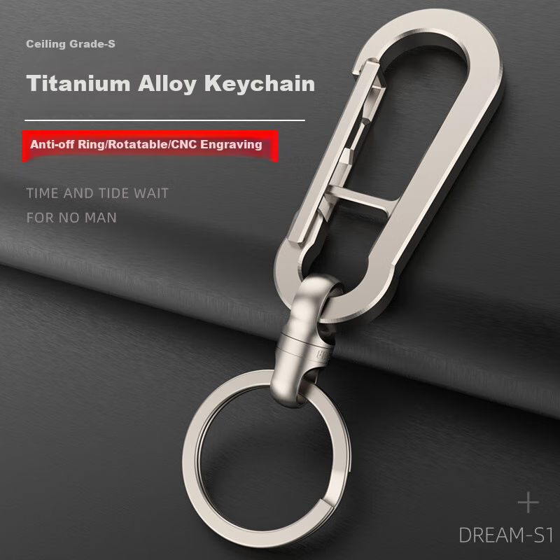 YORA Titanium Alloy Car Key Chain, Men's S1 Key Ring, Thickened Key Fob, Waist-Hanging Key Pendant, Women's Circular Ring, High-End
