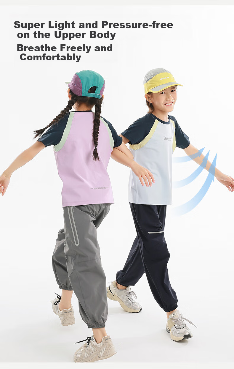 BANDOCIN Parent-Child Quick-Dry Clothing for Boys And Girls, Summer Lightweight Short-Sleeve T-Shirt, Stylish 2026 New Style, Xuanfenzu Color, Size 120 3