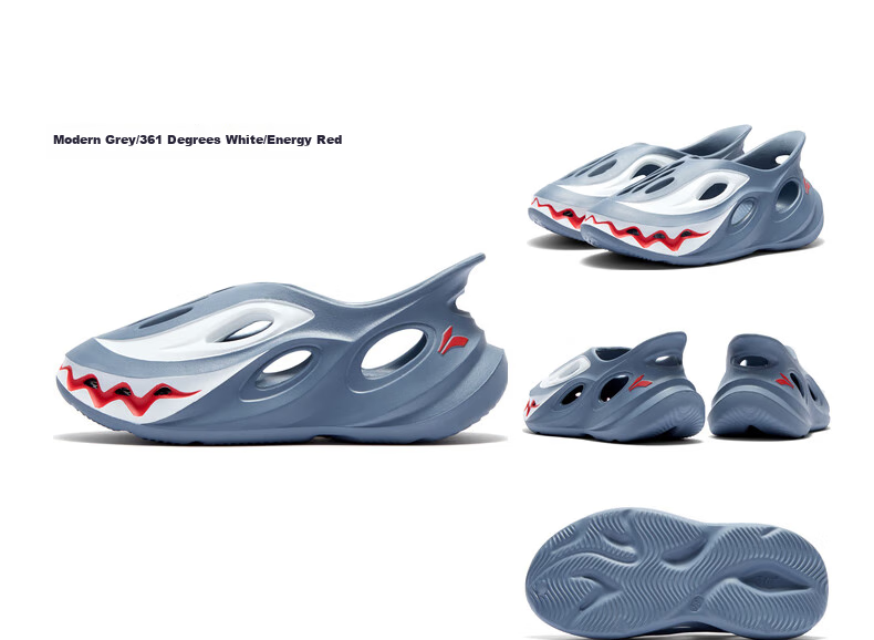 361° Children's Shoes, Kids' Crocs-Style Sandals, Summer 2026, for Older Boys, Breathable Slip-On Beach Sandals, Gray, Size 34 15