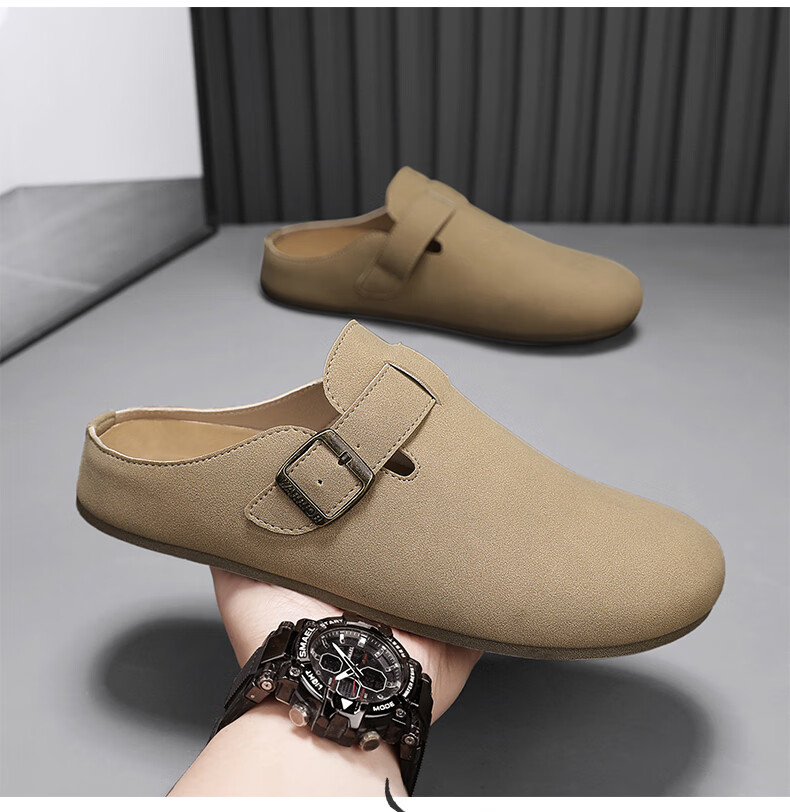 Warrior Men's New Birkenstock Style Slip-On Casual Half-Slip Toe Shoes Black 2
