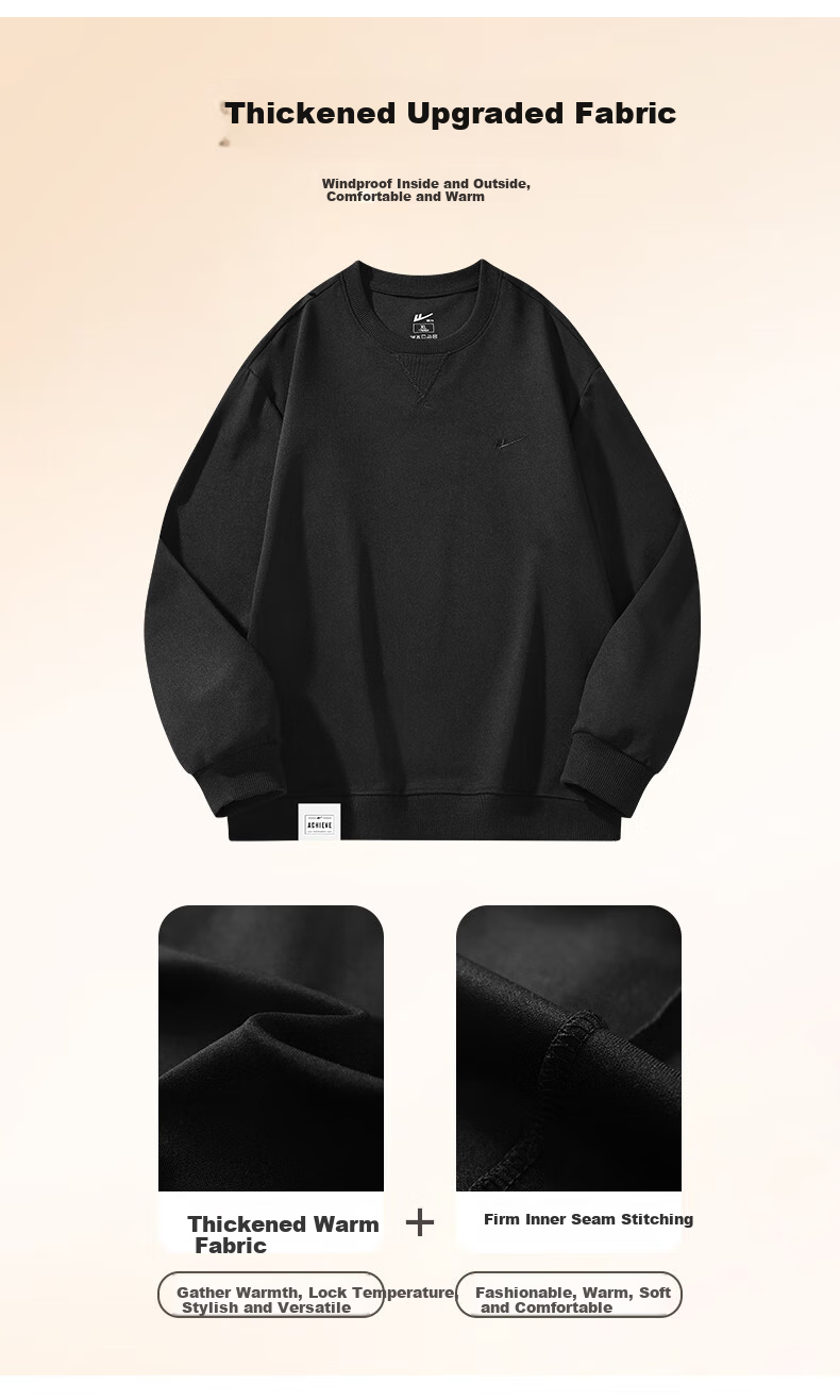 Huili Sweatshirt for Men, Spring And Autumn Trendy Loose Round Neck Long Sleeve T-Shirt, Men's Undershirt Clothing, Men's Wear, Gray, Size M 4