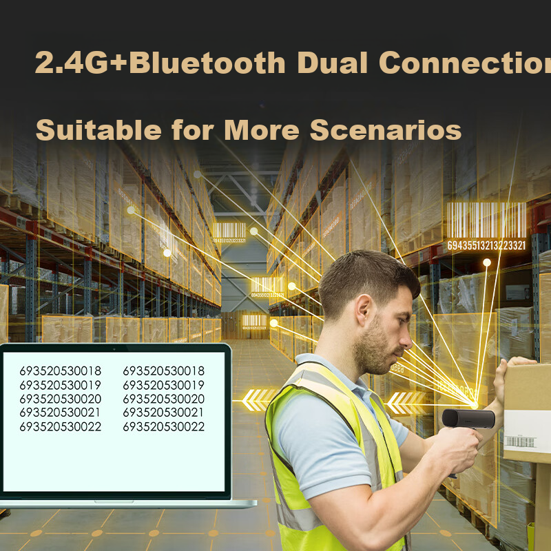 Сканер штрих-кодов Deli AA002WB, Bluetooth, беспроводной, серый