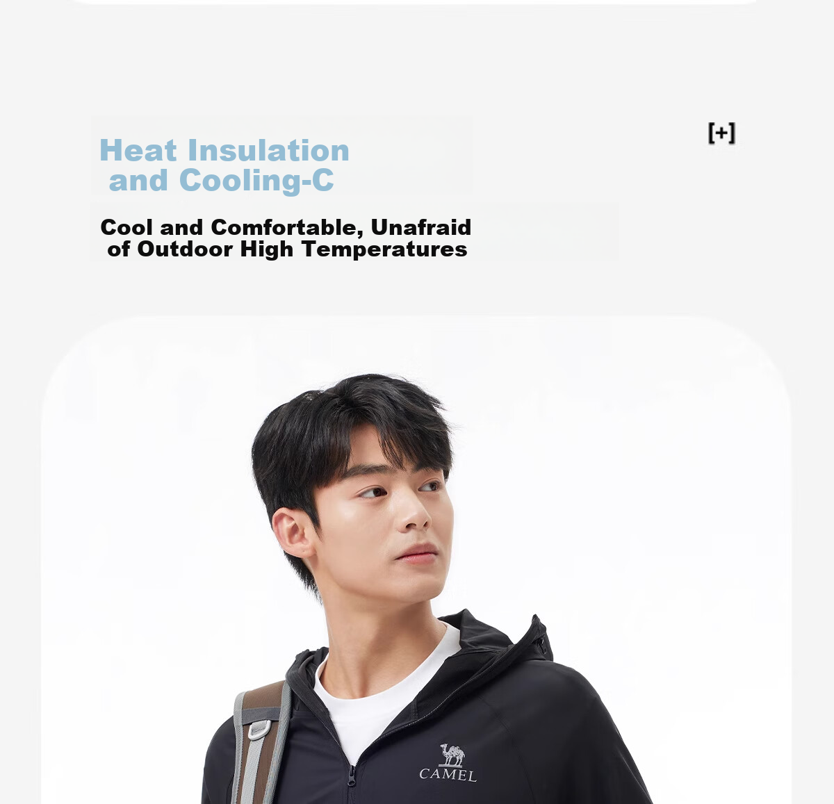 CAMEL Cold White Original Yarn Sun Protection Clothing UPF50+, Quick-Drying High-Elasticity Sun Protection Jacket A15BAVV086, Phantom Black 2XL 5