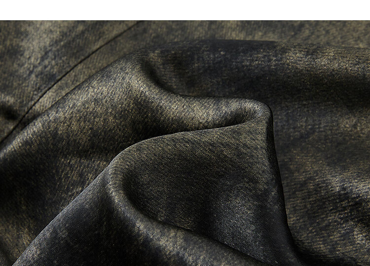 Dme [Fine Smooth Acetate] Elegant Autumn Style Elastic Waist Gold-Stamped Straight Skirt for Petite Wome 5