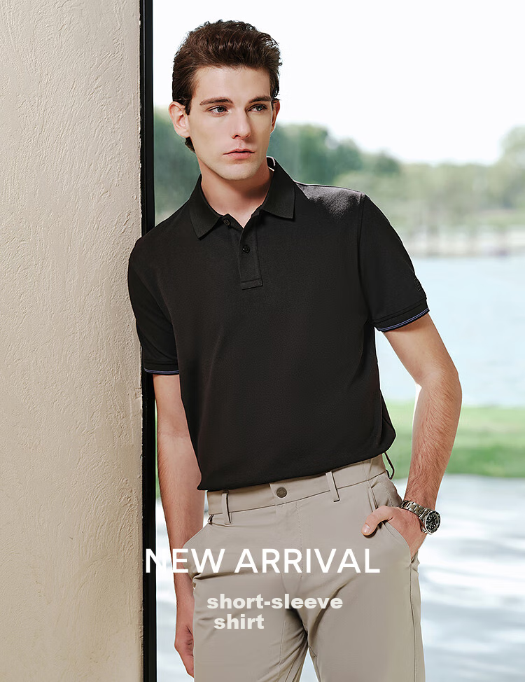 YOUNGOR [Moisture-Wicking] Summer 2026 New Breathable Cotton Elastic Collar Short-Sleeve POLO Shirt, Rock Gray, 3XL 2