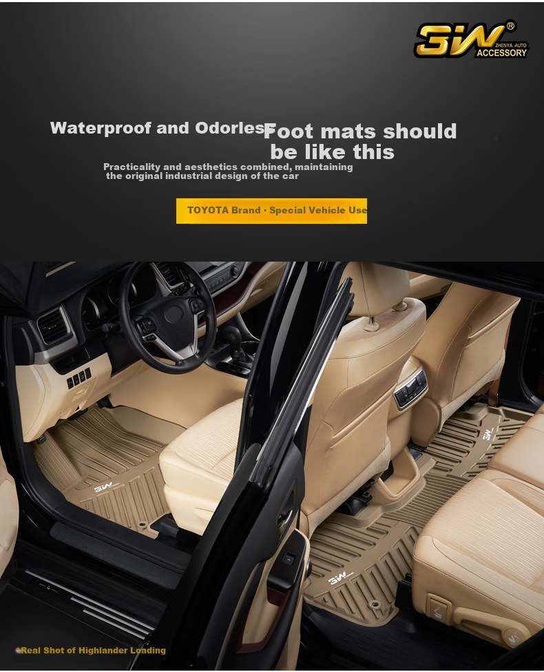 3W Suitable for Toyota Hybrid Gasoline Version New Camry, Specialized TPE Car Floor Mats + Carpet Surface Double-Layer Customized [2018-2022 Models] 1