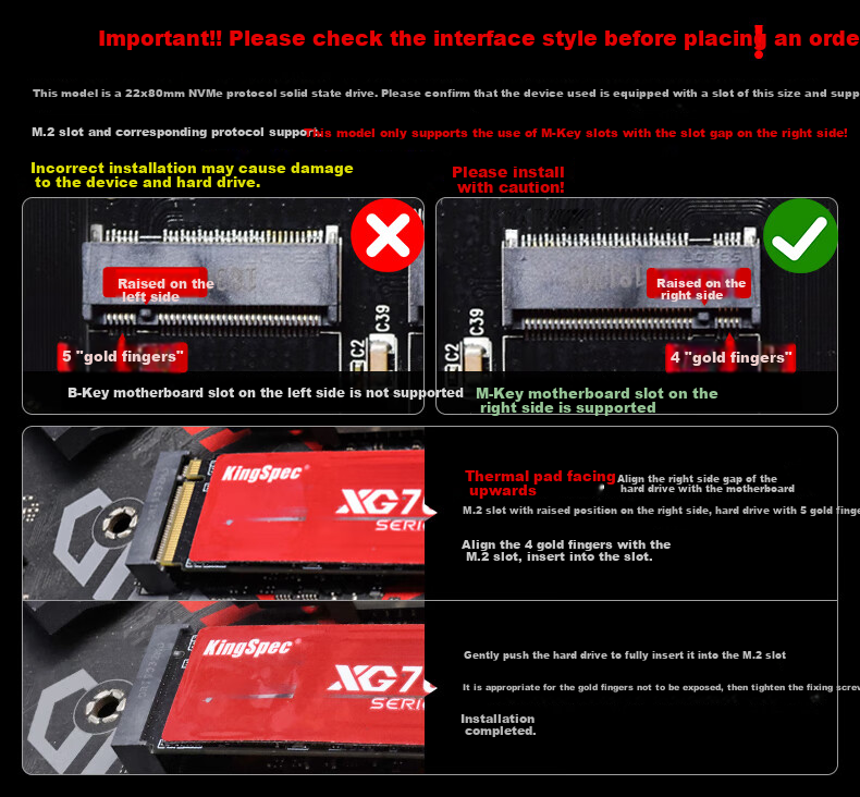 KingSpec 1TB SSD, M.2 Interface, PCIe 4.0, Read Speed 7400MB/s, NVMe 1.4, TLC NAND, Compatible with Desktop And Laptop, ONEBOOM Mengmuji 8