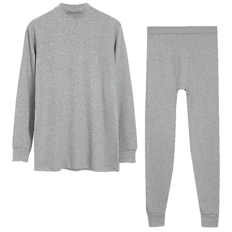 Hodo Men's Underwear, 7A Antibacterial Upgraded Autumn Top And Pants, Pure Cotton Set, Semi-Turtleneck Thin Style, Base Layer Thermal Underwear
