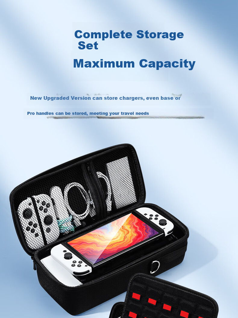 Jemdo Switch Storage Case Protective Cover, OLED Storage Box, Tempered Glass Film, Joy-Con Controller Grip, Complete Accessories Set for NS/Lite, Card Holder, Shockproof Hard Case 4