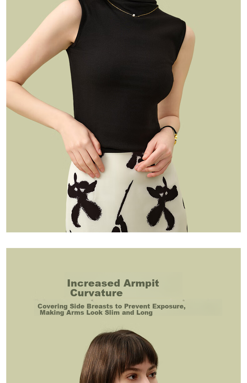 MONTAGUT Modal Cotton Camisole Tank Top for Women, Thin Inner Wear, Sleeveless Undershirt, Half-High Collar Top for Summer 5